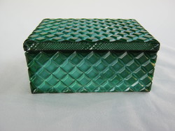 Retro ... Bohemia green malachite glass box with lid