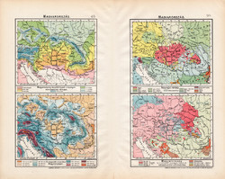 Magyarország kis térképek 1906 (2), térkép, atlasz, eredeti, Cholnoky Jenő, néprajz, hőmérséklet
