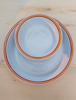 Alföldi porcelán  tányér és csemegés tálka dupla csíkos