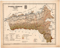 Fogaras vármegye térkép 1899, Magyarország atlasz (a), Gönczy Pál, 24 x 30 cm, megye, Posner Károly