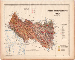 Modrus - Fiume vármegye térkép 1899, Magyarország atlasz (a), Gönczy Pál, 24 x 30 cm, megye, Posner