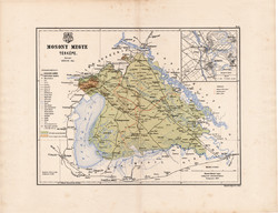 Mosony (Moson) megye térkép 1886 (5), vármegye, atlasz, Kogutowicz Manó, 44 x 57 cm, Magyar - Óvár