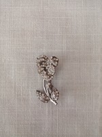 Old silver-plated goldsmith's brooch / pin with zirconia stones
