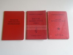G028.23 MKP MSZMP  párttagkönyvek  1945-től  1989-ig  3 db, 10 és 20 pengő Dolgozók a MKP-ért 