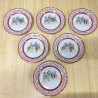 Ritka Alt Német,Germany Bavaria Schwarzenhammer Japán Gésa Dekor, Áttört 6 Darabos Tányér Készlet.