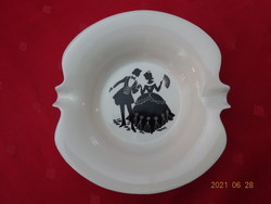 Aquincum porcelain white ashtray with a striking black image, diameter 14 cm. He has!