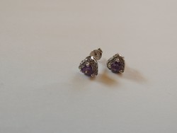 Silver earrings with rhodium purple zircon stones