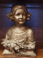Art Nouveau girl bust statue