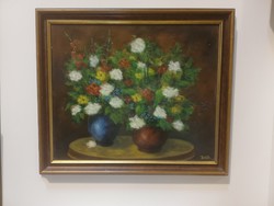 Béla Juszkó double flower still life 1959. Weekly action6