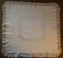 Old white cushion covers decorated with lace; 2 pcs;