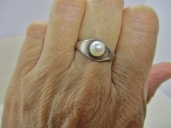 Szépséges art deco ezüst gyűrű valódi gyöngy dísszel