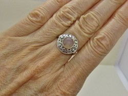 Gyönyörű rózsakvarc köves ezüstgyűrű