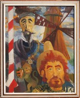 Don Quijote és Sancho Panza - hatalmas méretű olajfestmény keretezve
