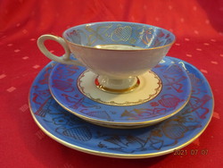 Schirnding Bavaria  minőségi porcelán reggeliző szett, kék alapon arany mintás. Vanneki!