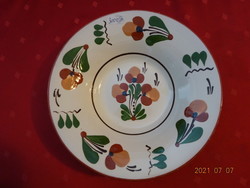 Glazed ceramic wall plate, hand-painted deep plate, diameter 23 cm. He has!