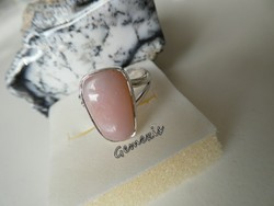 Valódi Rózsaszín Opál 925 Ezüst Gyűrű 53-as