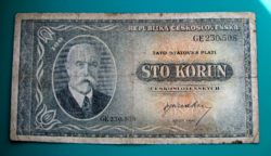 Csehszlovákia, 100 korun bankjegy (DN) - 1945