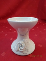 Glazed ceramic candle holder with rose pattern, height 7.7 cm. He has!