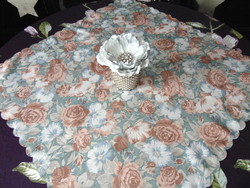 Szépséges rózsás selyemdamaszt asztalterítő