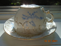 19. Sz new rococo convex shell and painted blue zinc, with flower patterns, tea cup coaster