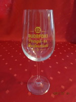 Glass stemmed glass, made for the Budafok champagne and wine festival. He has!