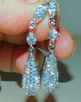 Casual full micro zirconia crystal Tibetan silver drop earrings