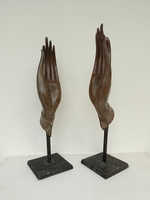 Antik buddhista szertartás szobor buddha nagy méretű bronz kéz 2 darab 4396