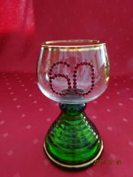 Green-soled musical wine glass for 60th birthday. He has!