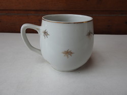 Old Czechoslovak mug with gold painted crown seal with bay