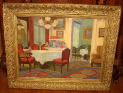 Special offer ! Original Illencz lipót /1882-1950/ painting: art deco interior