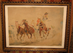 Painter from Kecskemét! Guaranteed original kiss j. Zoltán picture: galloping horses