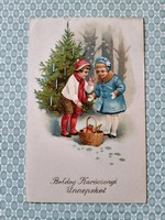 Régi karácsonyi képeslap 1926 gyerekek levelezőlap