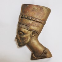 Patinás egyiptomi réz fej , falidísz
