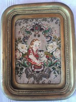 Pearl embroidery in a contemporary frame from 1869