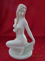 Aquincum porcelán figura, kézzel festett női akt szobor, törölköző hölgy. Vanneki!
