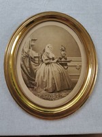 Régi fotó biedermeier keretben, 19. század