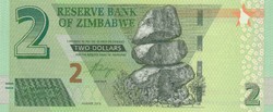 Zimbabwe 2 dollár, 2019, UNC bankjegy