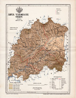 Árva vármegye térkép 1895 (1), lexikon melléklet, Gönczy Pál, 23 x 30 cm, megye, Posner Károly