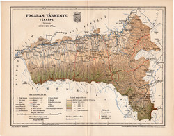 Fogaras vármegye térkép 1894 (1), lexikon melléklet, Gönczy Pál, 23 x 30 cm, megye, Posner Károly