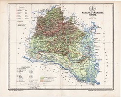 Baranya vármegye térkép 1895 (1), lexikon melléklet, Gönczy Pál, 23 x 29 cm, megye, Posner Károly
