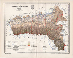 Fogaras vármegye térkép 1893 (2), lexikon melléklet, Gönczy Pál, 23 x 29 cm, megye, Posner Károly