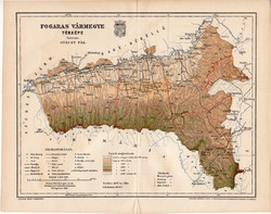 Fogaras vármegye térkép 1894 (6), lexikon melléklet, Gönczy Pál, 23 x 30 cm, megye, Posner Károly