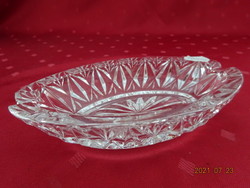 Glass ashtray, oval. Size: 16 x 9.7 x 3.5 cm. He has!