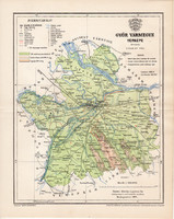 Győr vármegye térkép 1894 (5), lexikon melléklet, Gönczy Pál, 23 x 29 cm, megye, Posner Károly
