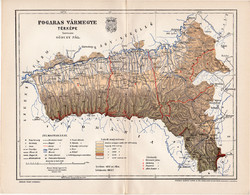 Fogaras vármegye térkép 1893 (4), lexikon melléklet, Gönczy Pál, 23 x 30 cm, megye, Posner Károly
