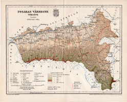 Fogaras vármegye térkép 1894 (5), lexikon melléklet, Gönczy Pál, 23 x 29 cm, megye, Posner Károly