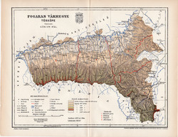Fogaras vármegye térkép 1893 (3), lexikon melléklet, Gönczy Pál, 23 x 30 cm, megye, Posner Károly