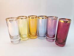Retro színes pálinkás poharak 6 db