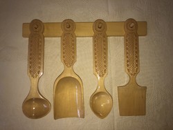 Russian carved wall wooden spoon hanger