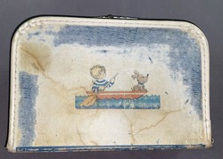 Retro kids suitcase with malév sticker from around 1940s